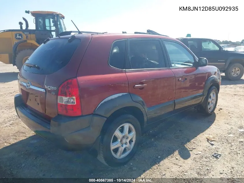 2005 Hyundai Tucson Gls/Lx VIN: KM8JN12D85U092935 Lot: 40567385