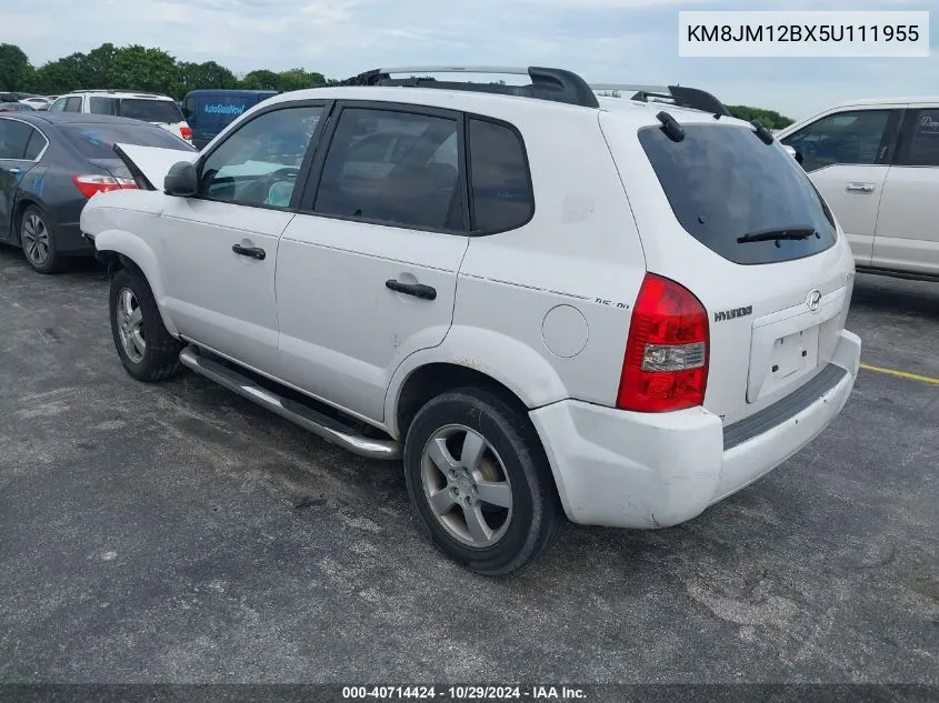 2005 Hyundai Tucson Gl VIN: KM8JM12BX5U111955 Lot: 40714424