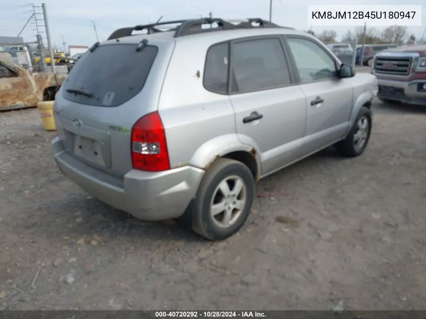 2005 Hyundai Tucson Gl VIN: KM8JM12B45U180947 Lot: 40720292