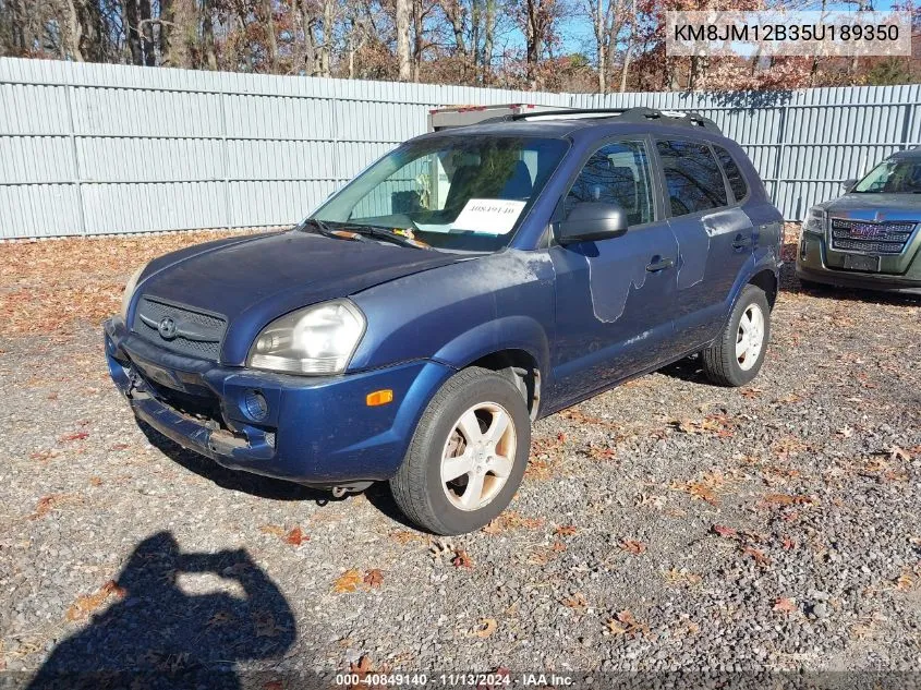 2005 Hyundai Tucson Gl VIN: KM8JM12B35U189350 Lot: 40849140