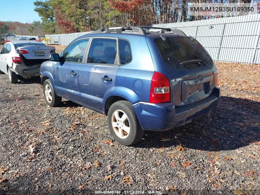 2005 Hyundai Tucson Gl VIN: KM8JM12B35U189350 Lot: 40849140