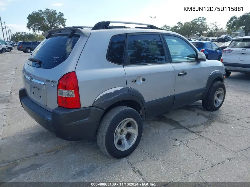 2005 Hyundai Tucson Gls/Lx VIN: KM8JN12D75U115881 Lot: 40863139