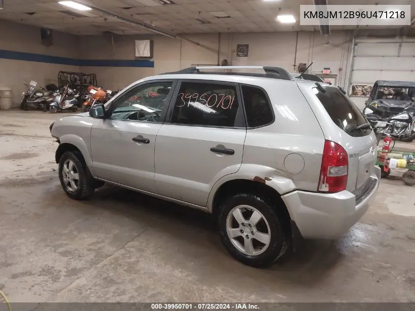 2006 Hyundai Tucson Gl VIN: KM8JM12B96U471218 Lot: 39950701