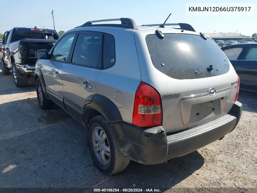 2006 Hyundai Tucson Gls/Limited VIN: KM8JN12D66U375917 Lot: 40156284