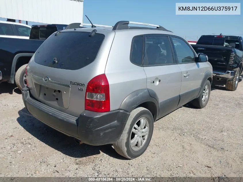 2006 Hyundai Tucson Gls/Limited VIN: KM8JN12D66U375917 Lot: 40156284