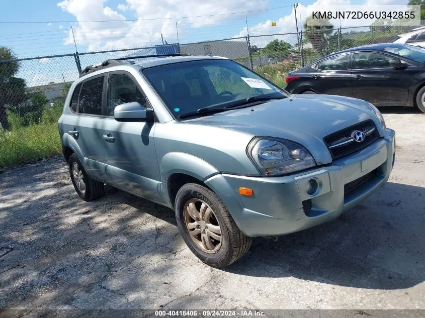 2006 Hyundai Tucson Gls/Limited VIN: KM8JN72D66U342855 Lot: 40418406