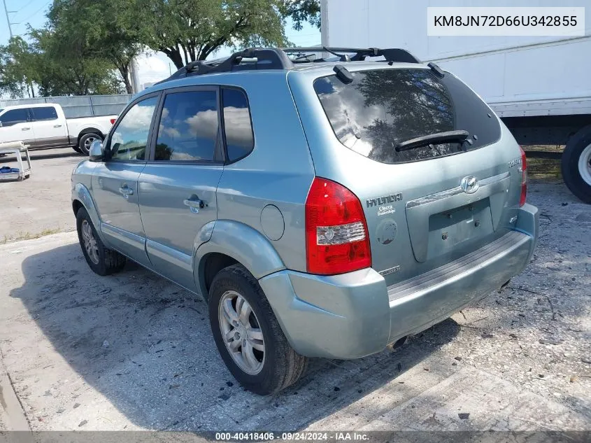 2006 Hyundai Tucson Gls/Limited VIN: KM8JN72D66U342855 Lot: 40418406