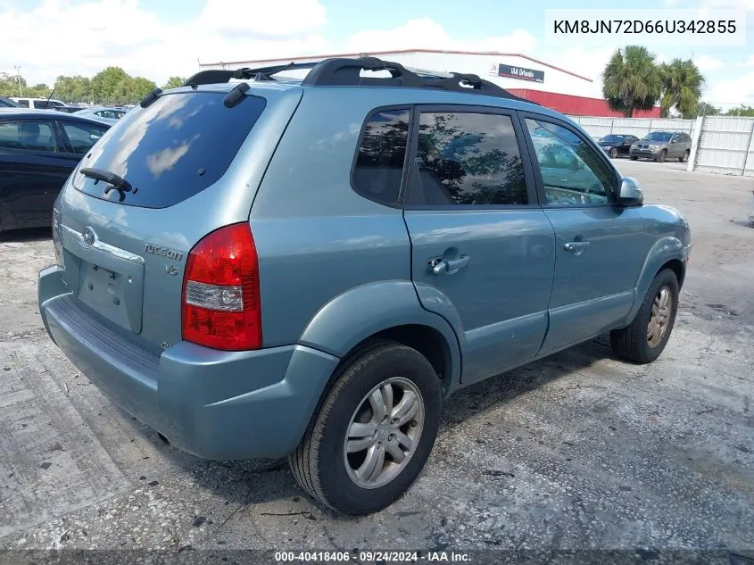 2006 Hyundai Tucson Gls/Limited VIN: KM8JN72D66U342855 Lot: 40418406