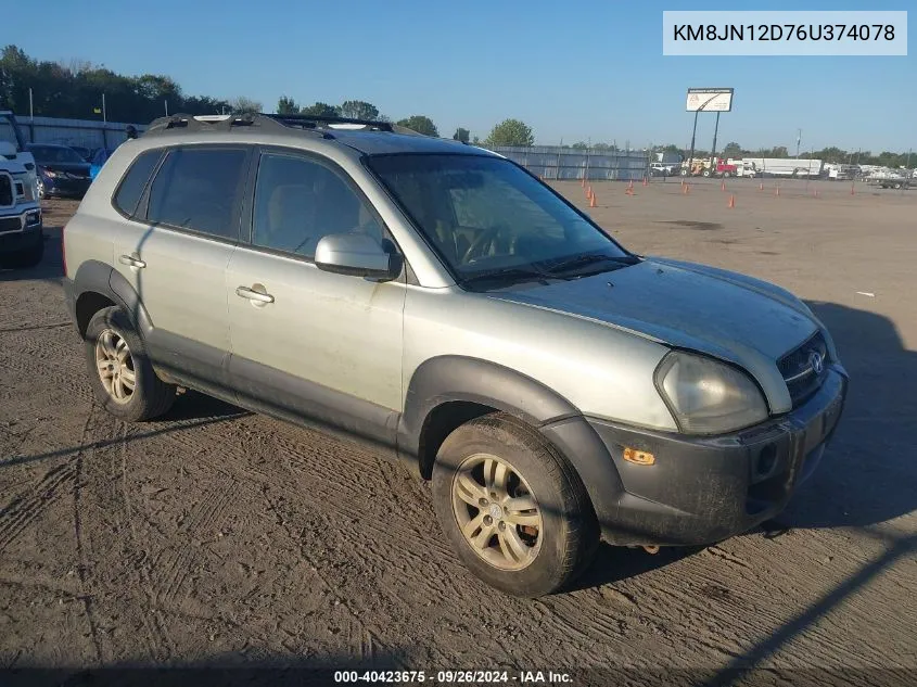 2006 Hyundai Tucson Gls/Limited VIN: KM8JN12D76U374078 Lot: 40423675