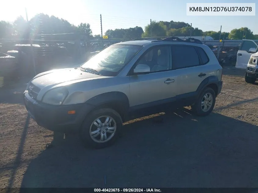 2006 Hyundai Tucson Gls/Limited VIN: KM8JN12D76U374078 Lot: 40423675