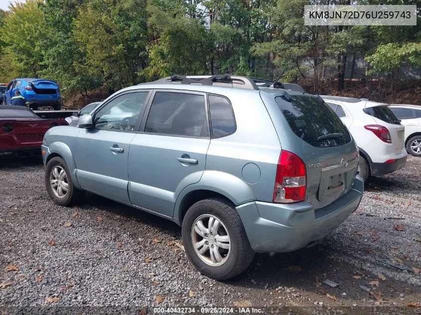 KM8JN72D76U259743 2006 Hyundai Tucson Gls/Limited