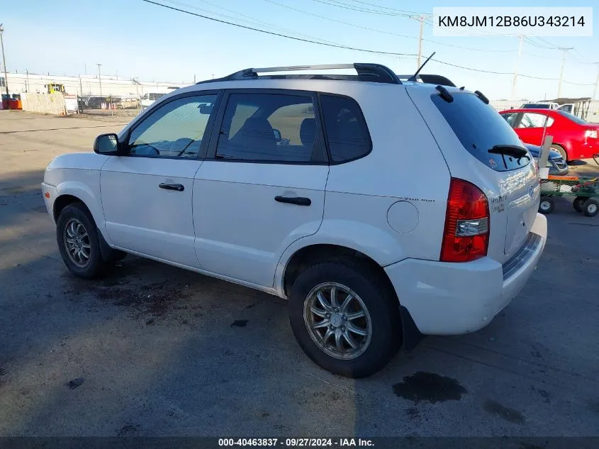 2006 Hyundai Tucson Gl VIN: KM8JM12B86U343214 Lot: 40463837