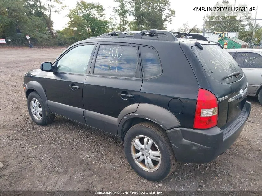 2006 Hyundai Tucson Gls/Limited VIN: KM8JN72D26U263148 Lot: 40490155