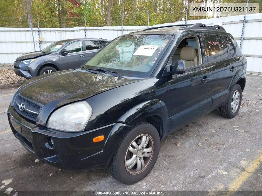 2006 Hyundai Tucson Gls/Limited VIN: KM8JN12D76U321137 Lot: 40506985