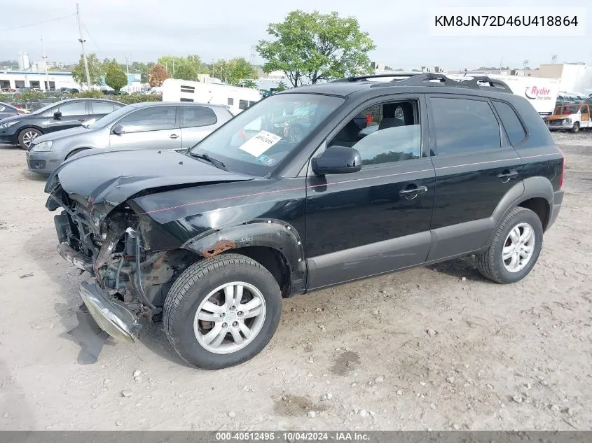 2006 Hyundai Tucson Gls/Limited VIN: KM8JN72D46U418864 Lot: 40512495