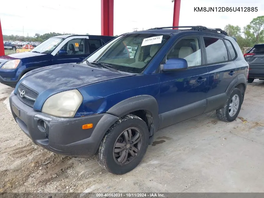 2006 Hyundai Tucson Gls/Limited VIN: KM8JN12D86U412885 Lot: 40563031