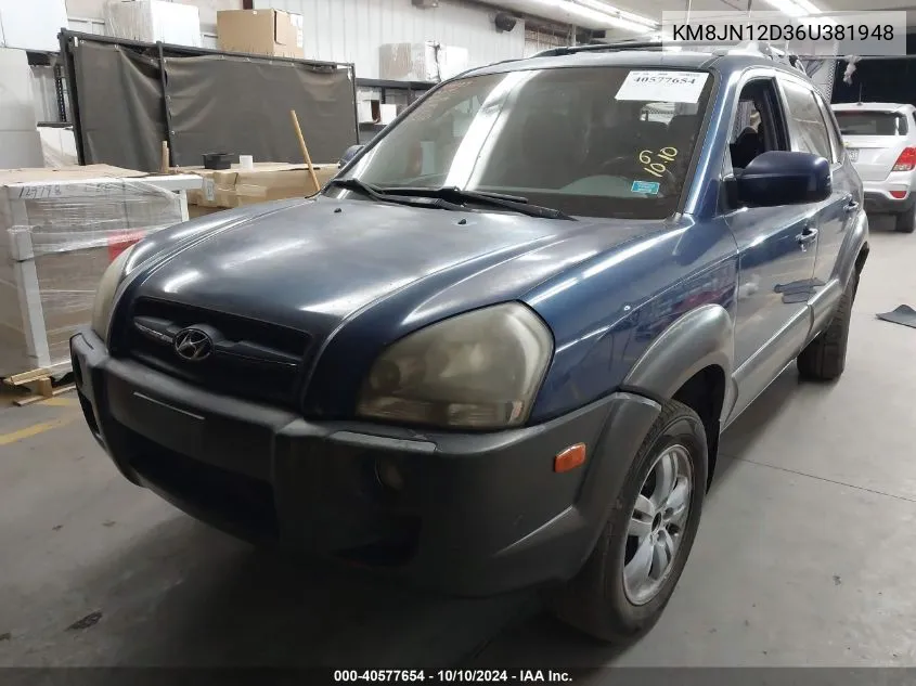 2006 Hyundai Tucson Gls/Limited VIN: KM8JN12D36U381948 Lot: 40577654