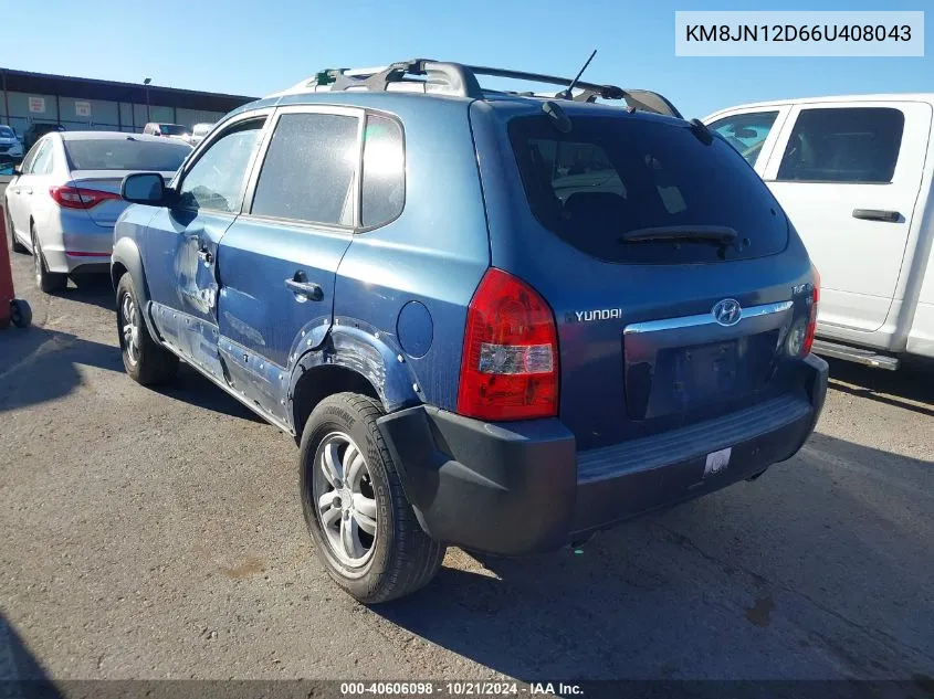 2006 Hyundai Tucson Gls/Limited VIN: KM8JN12D66U408043 Lot: 40606098