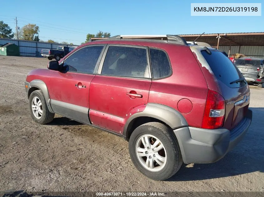 2006 Hyundai Tucson Gls/Limited VIN: KM8JN72D26U319198 Lot: 40673071