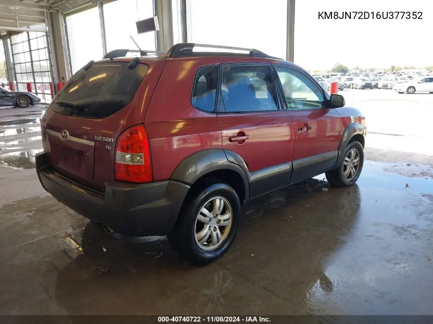 2006 Hyundai Tucson Gls/Limited VIN: KM8JN72D16U377352 Lot: 40740722