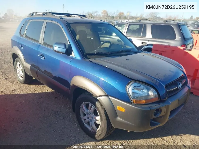 2006 Hyundai Tucson Gls/Limited VIN: KM8JN72D26U259195 Lot: 40774276