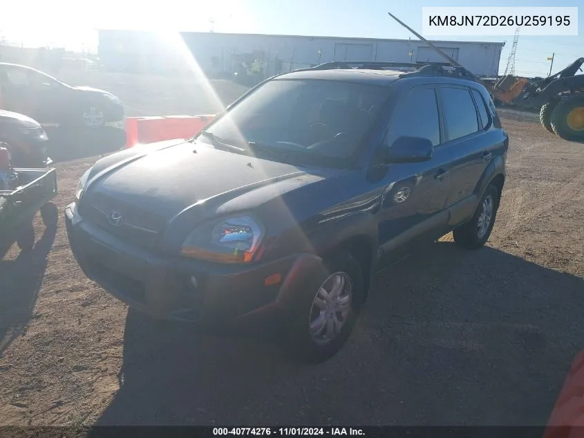 2006 Hyundai Tucson Gls/Limited VIN: KM8JN72D26U259195 Lot: 40774276