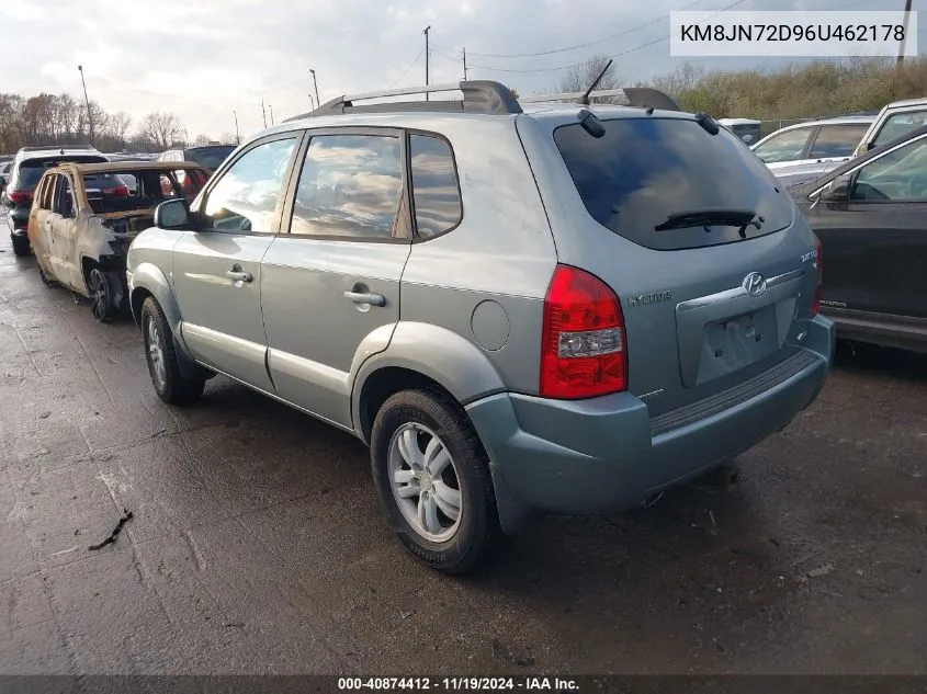 2006 Hyundai Tucson Gls/Limited VIN: KM8JN72D96U462178 Lot: 40874412