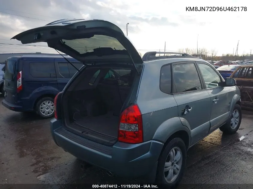 2006 Hyundai Tucson Gls/Limited VIN: KM8JN72D96U462178 Lot: 40874412