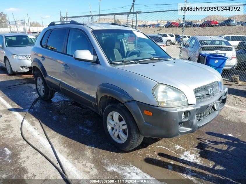 2006 Hyundai Tucson Gls/Limited VIN: KM8JN12D86U344992 Lot: 40907500