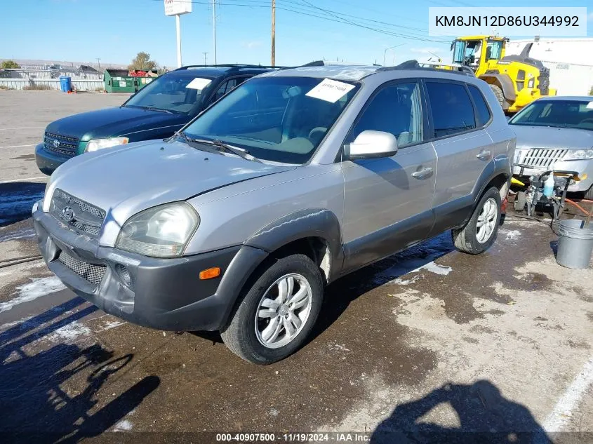 2006 Hyundai Tucson Gls/Limited VIN: KM8JN12D86U344992 Lot: 40907500