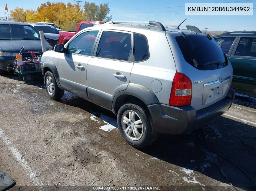 2006 Hyundai Tucson Gls/Limited VIN: KM8JN12D86U344992 Lot: 40907500