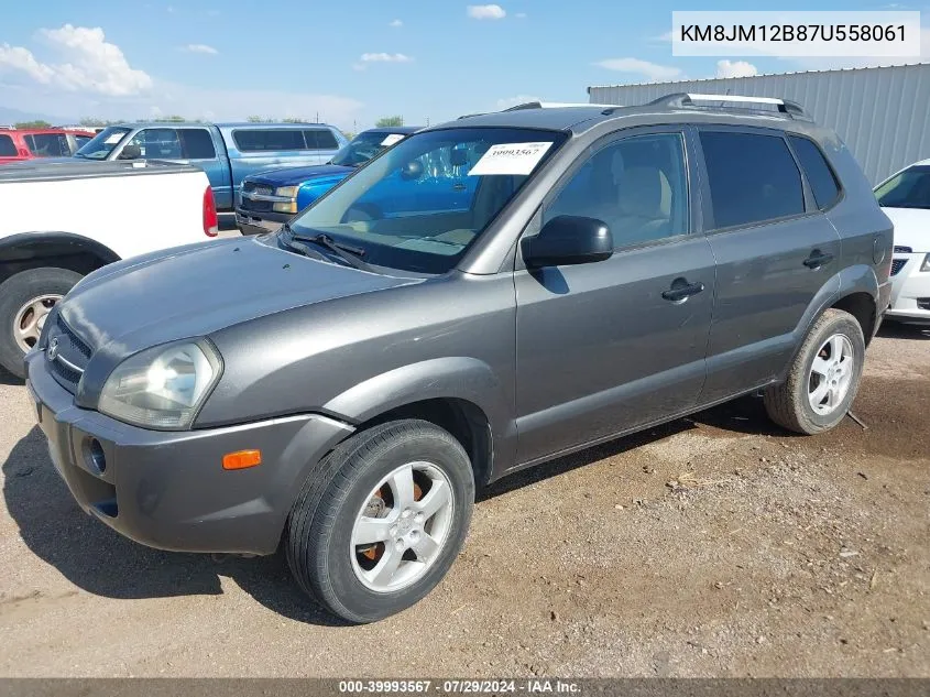 2007 Hyundai Tucson Gls VIN: KM8JM12B87U558061 Lot: 39993567