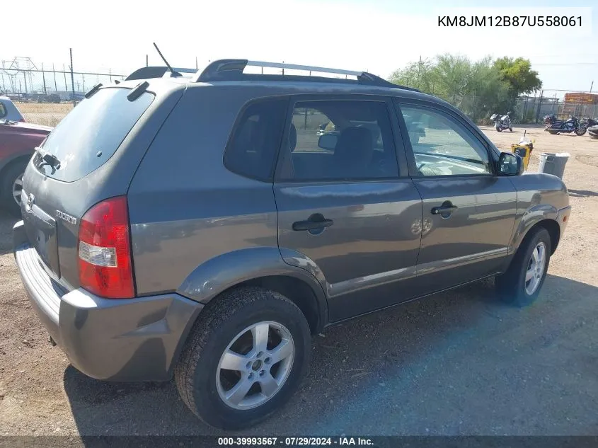 2007 Hyundai Tucson Gls VIN: KM8JM12B87U558061 Lot: 39993567