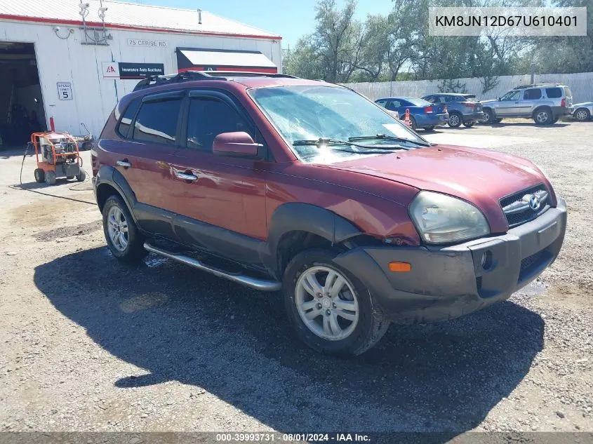 2007 Hyundai Tucson Limited/Se VIN: KM8JN12D67U610401 Lot: 39993731