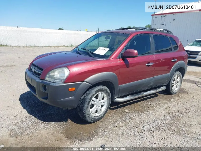 2007 Hyundai Tucson Limited/Se VIN: KM8JN12D67U610401 Lot: 39993731