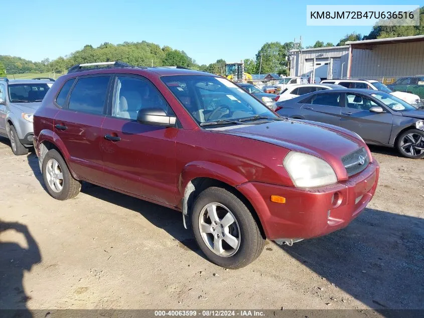 2007 Hyundai Tucson Gls VIN: KM8JM72B47U636516 Lot: 40063599