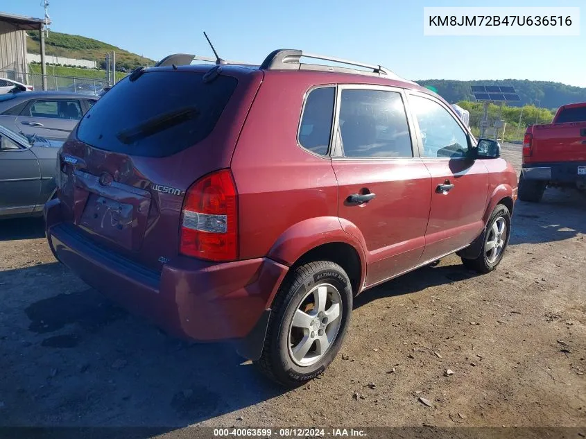 2007 Hyundai Tucson Gls VIN: KM8JM72B47U636516 Lot: 40063599