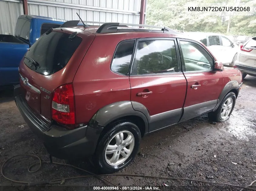 2007 Hyundai Tucson Se/Limited VIN: KM8JN72D67U542068 Lot: 40089945