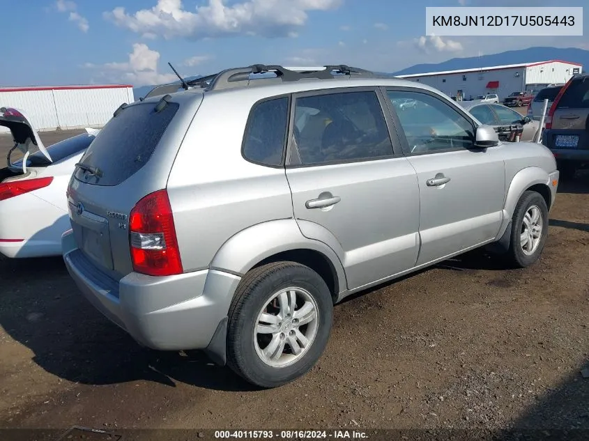 2007 Hyundai Tucson Limited/Se VIN: KM8JN12D17U505443 Lot: 40115793