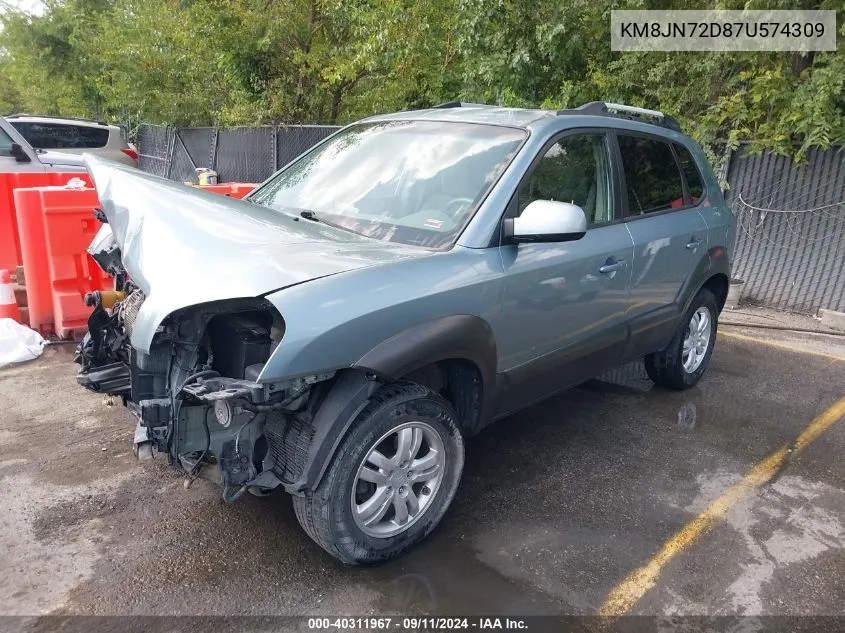 2007 Hyundai Tucson Limited/Se VIN: KM8JN72D87U574309 Lot: 40311967