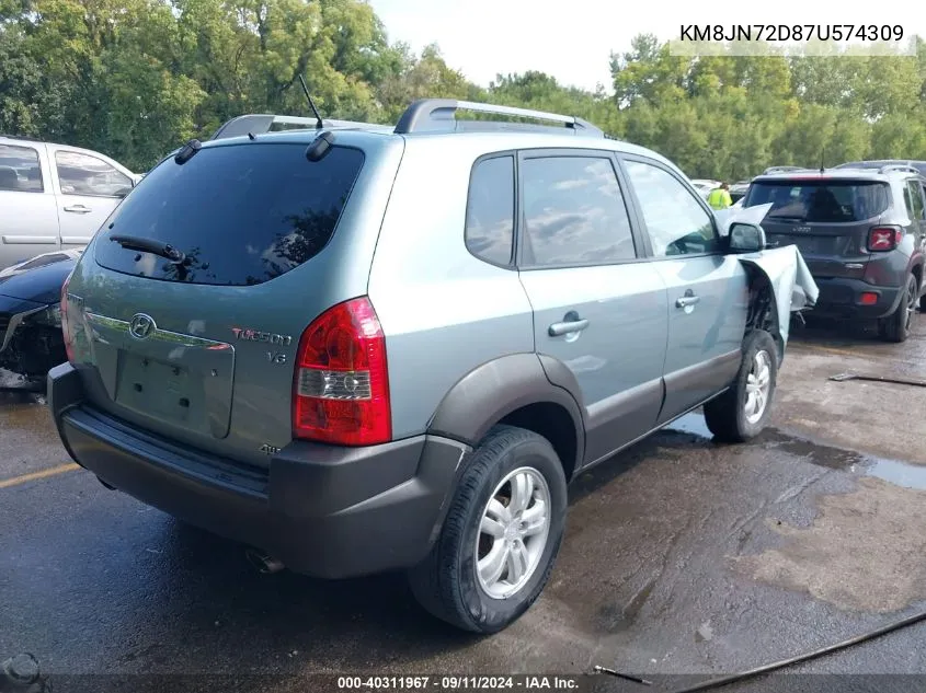 2007 Hyundai Tucson Limited/Se VIN: KM8JN72D87U574309 Lot: 40311967