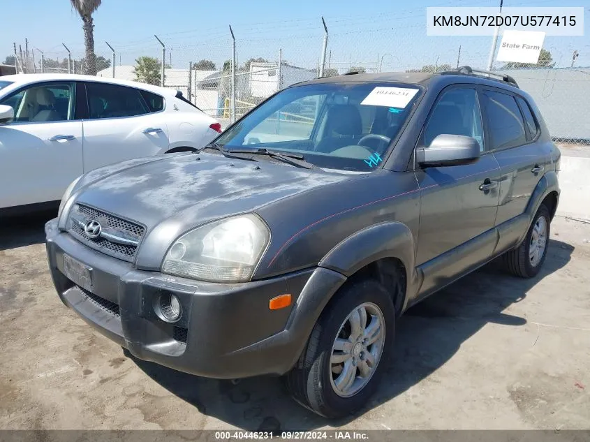 2007 Hyundai Tucson Limited/Se VIN: KM8JN72D07U577415 Lot: 40446231