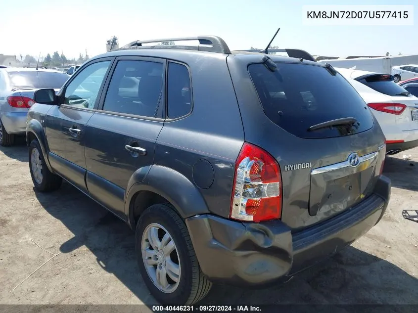 2007 Hyundai Tucson Limited/Se VIN: KM8JN72D07U577415 Lot: 40446231