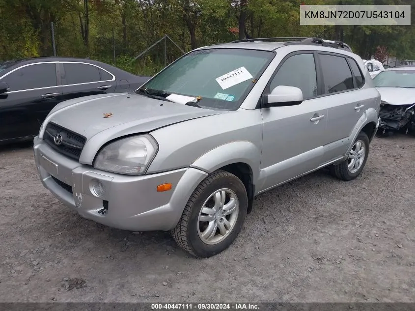 2007 Hyundai Tucson Limited/Se VIN: KM8JN72D07U543104 Lot: 40447111