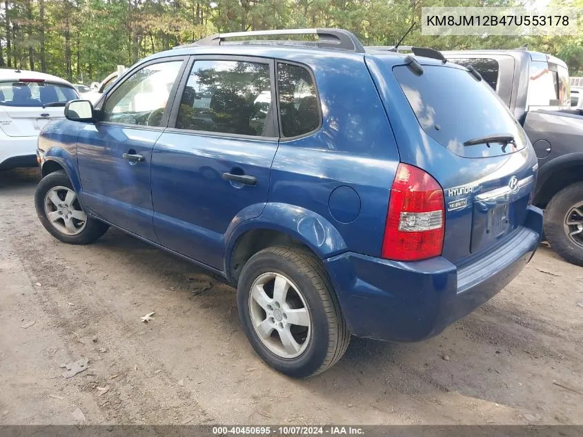 2007 Hyundai Tucson Gls VIN: KM8JM12B47U553178 Lot: 40450695