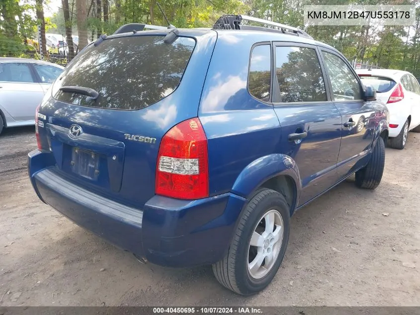 2007 Hyundai Tucson Gls VIN: KM8JM12B47U553178 Lot: 40450695