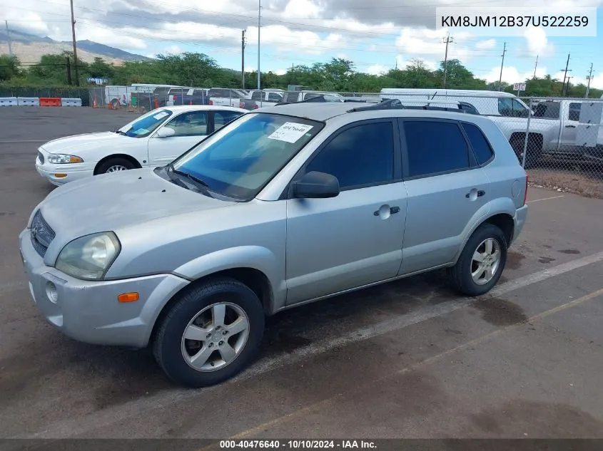 2007 Hyundai Tucson Gls VIN: KM8JM12B37U522259 Lot: 40476640