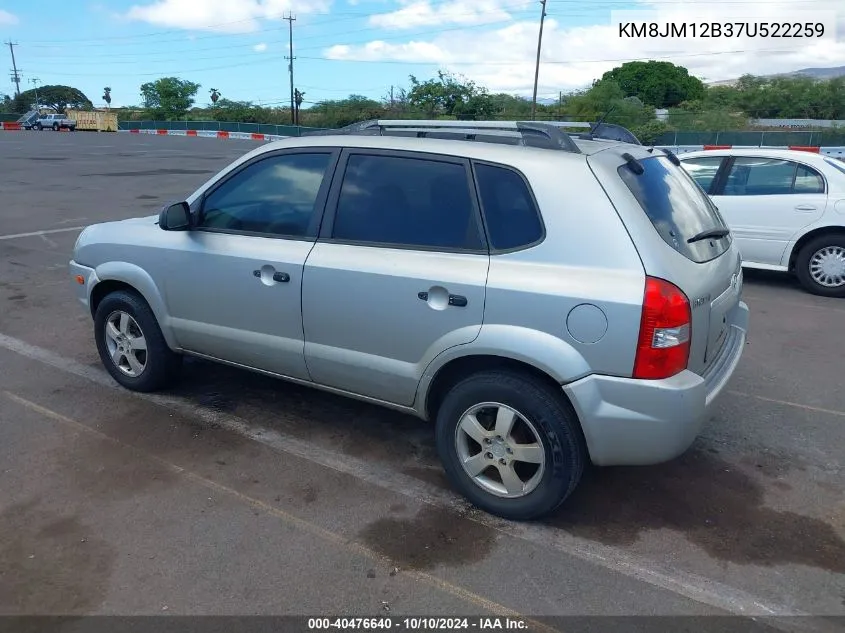 2007 Hyundai Tucson Gls VIN: KM8JM12B37U522259 Lot: 40476640