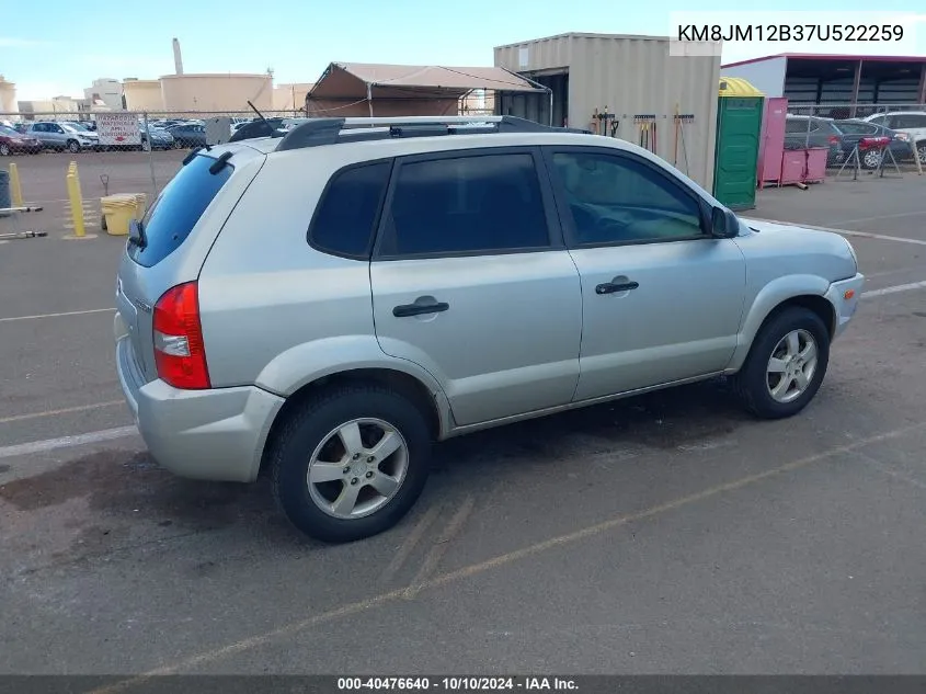 2007 Hyundai Tucson Gls VIN: KM8JM12B37U522259 Lot: 40476640