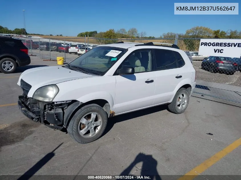 2007 Hyundai Tucson Gls VIN: KM8JM12B37U562647 Lot: 40520068